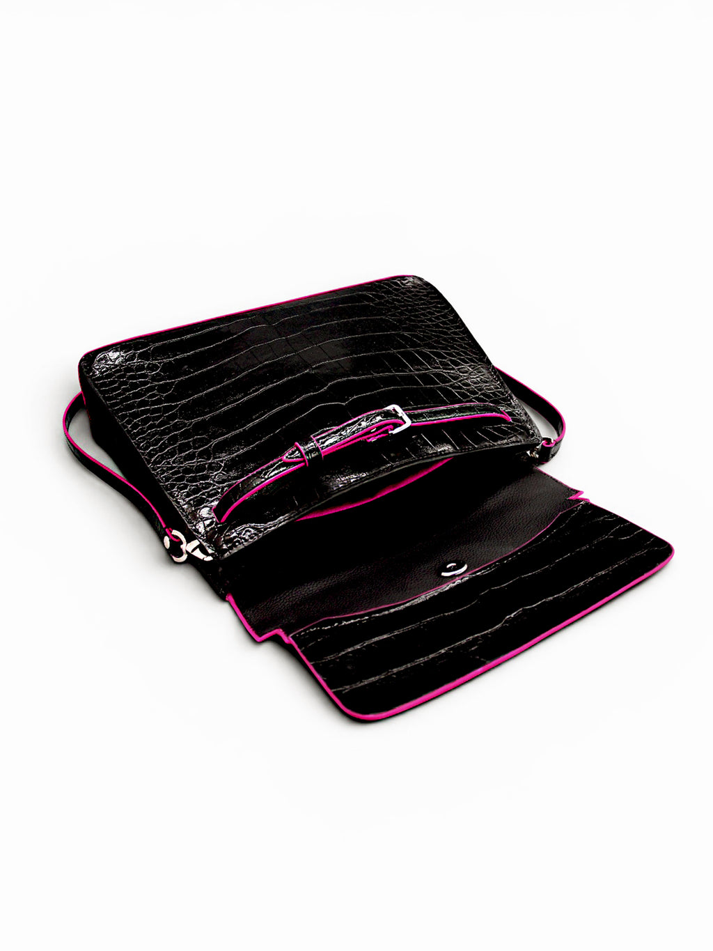 Colette – Croco Noir / Pink Edge