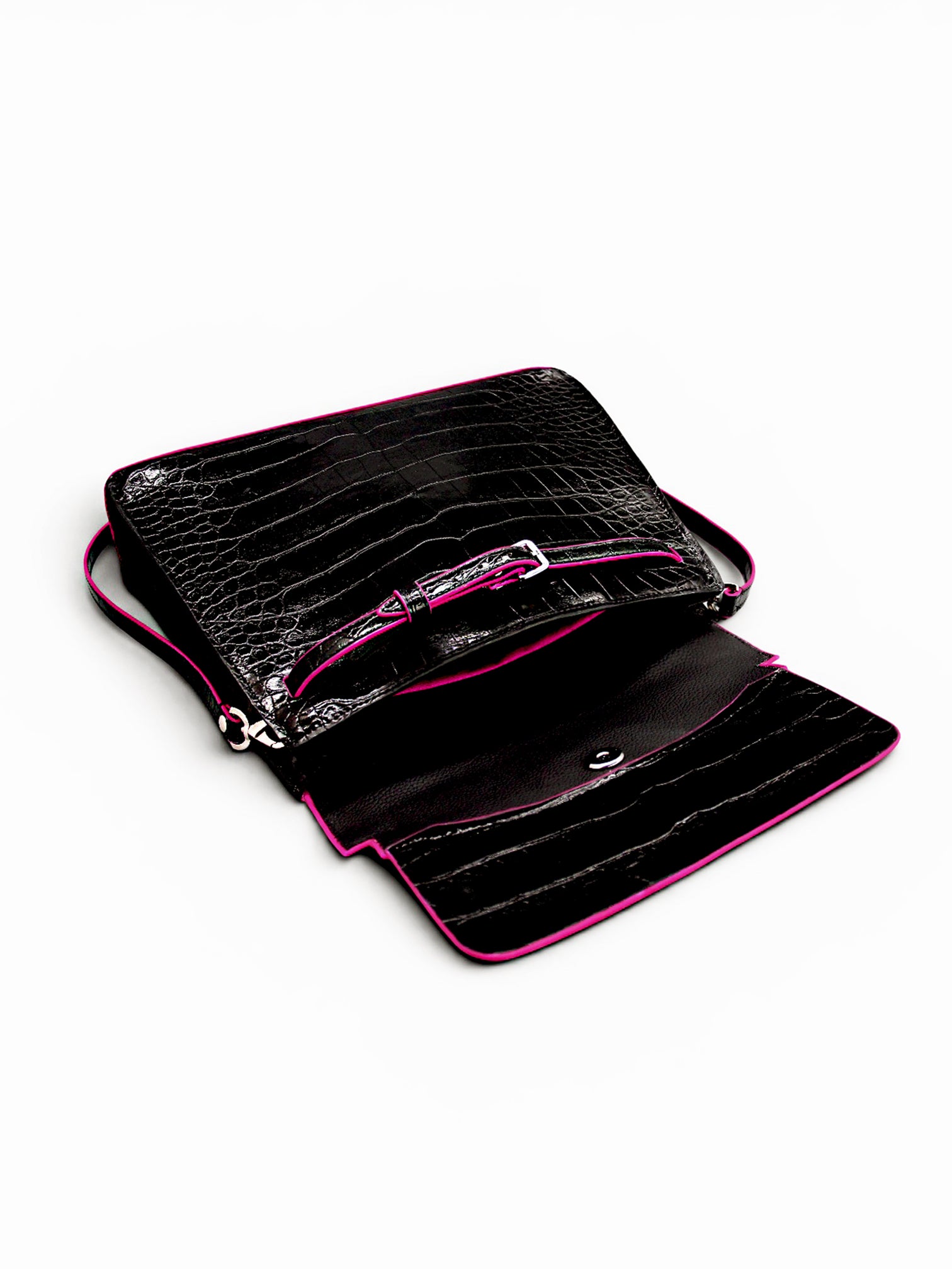 Colette – Croco Noir / Pink Edge