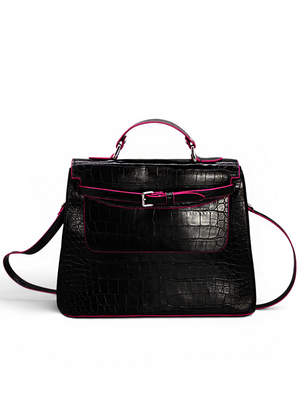 Colette – Croco Noir / Pink Edge