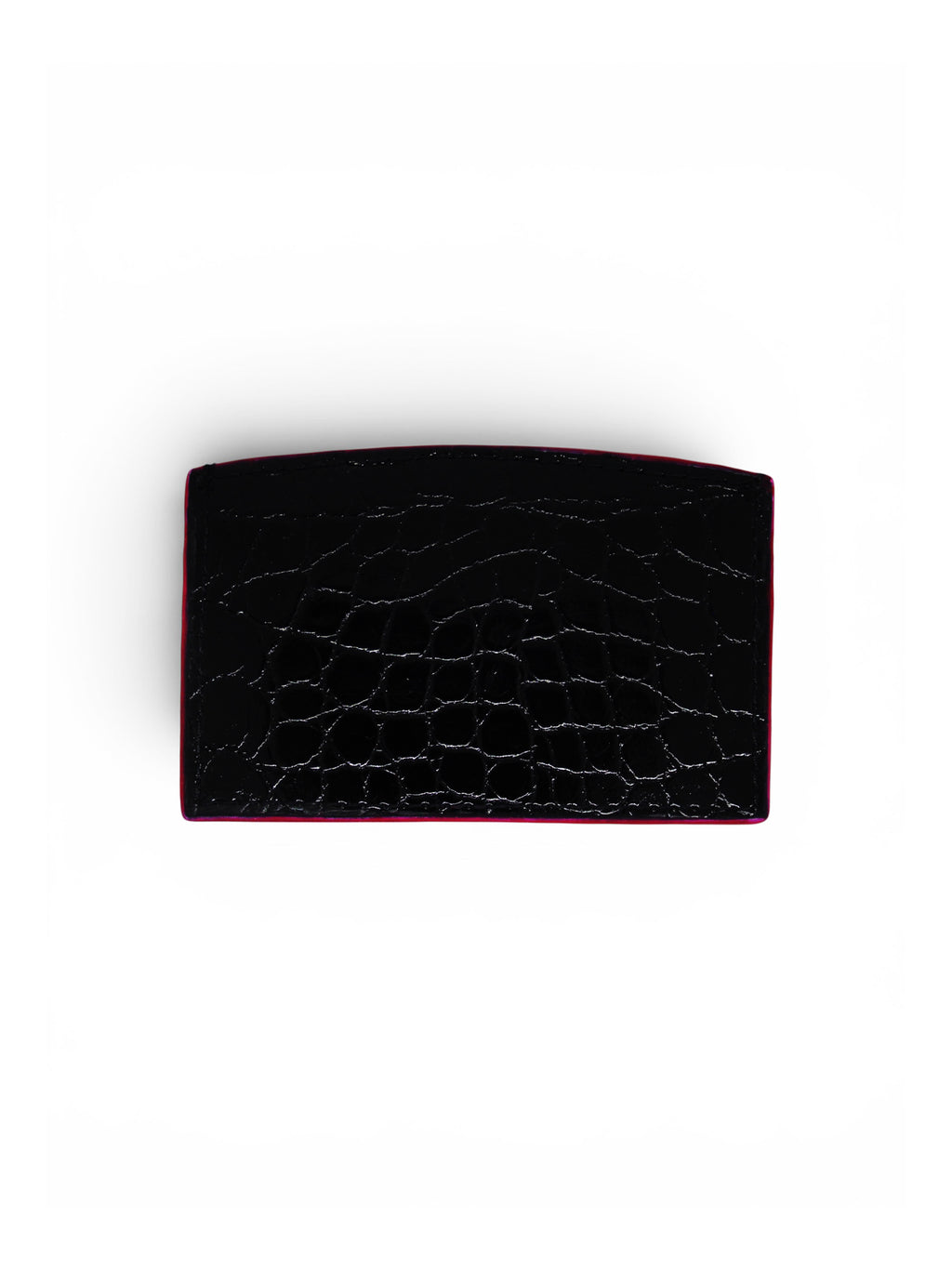 LN Cardholder – Croco Noir / Pink Edge