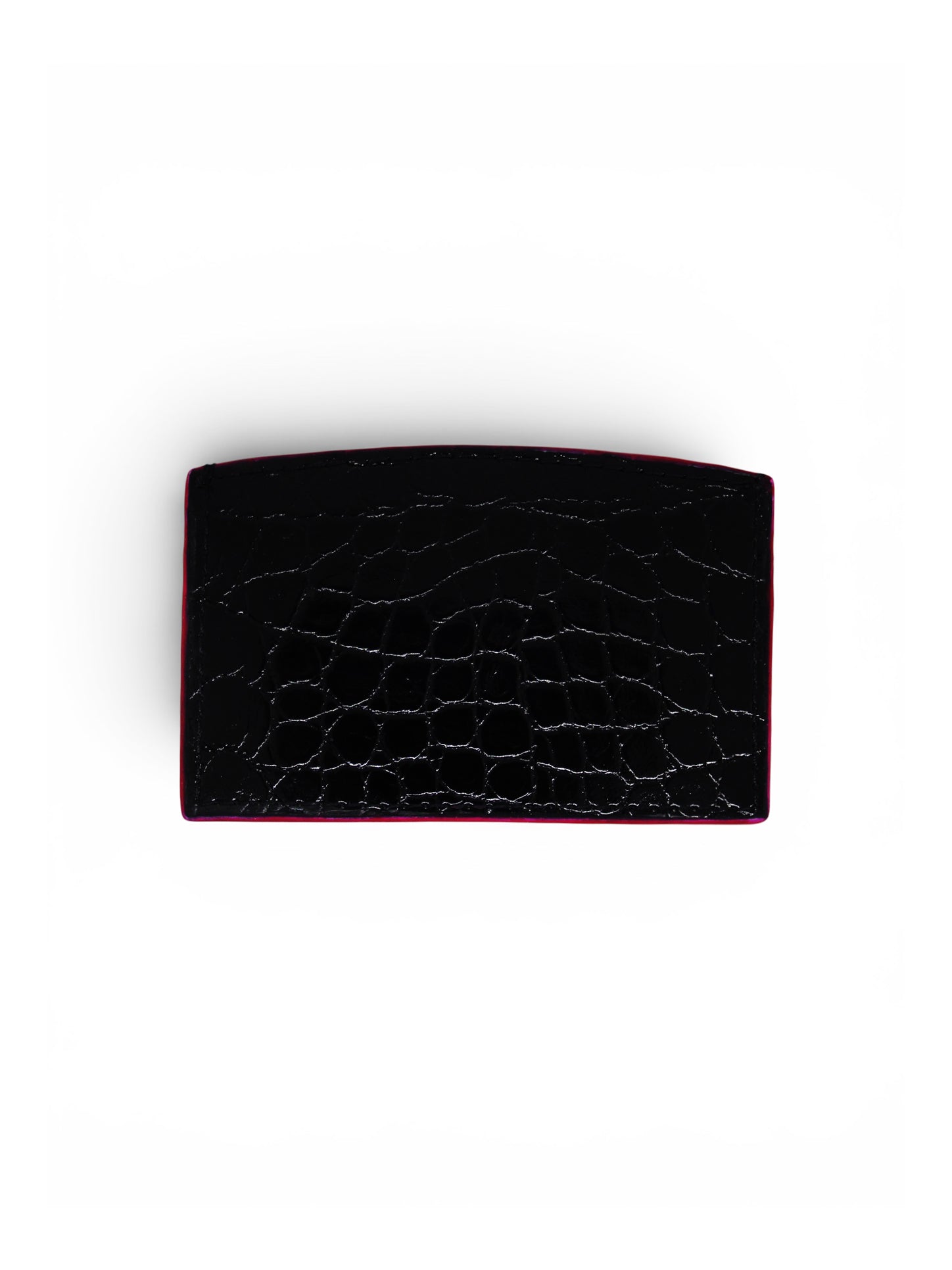 LN Cardholder – Croco Noir / Pink Edge