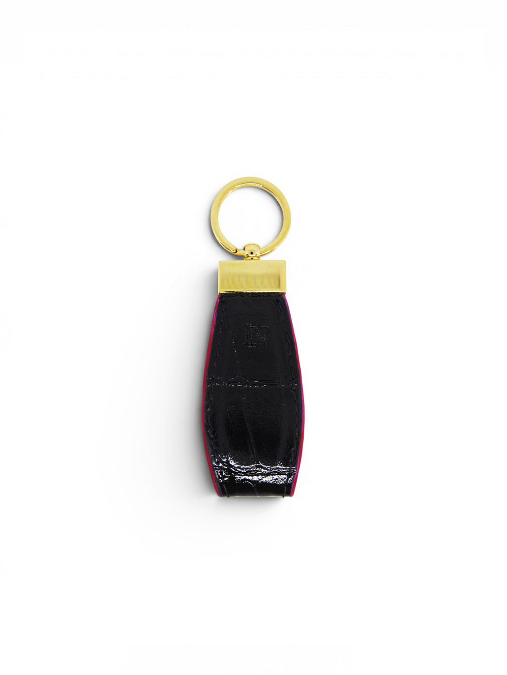 LN Key Ring – Croco Noir / Pink Edge