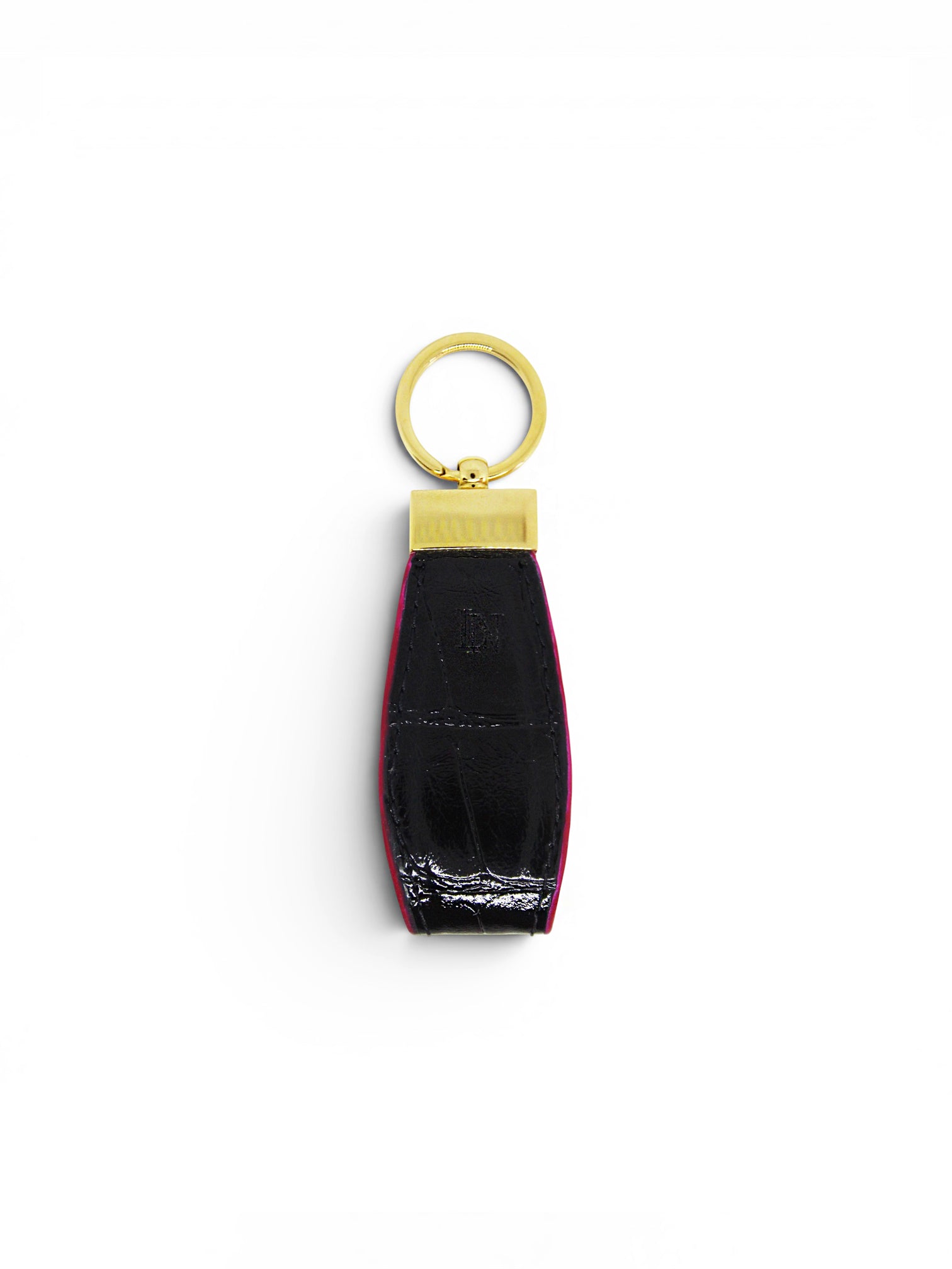 LN Key Ring – Croco Noir / Pink Edge