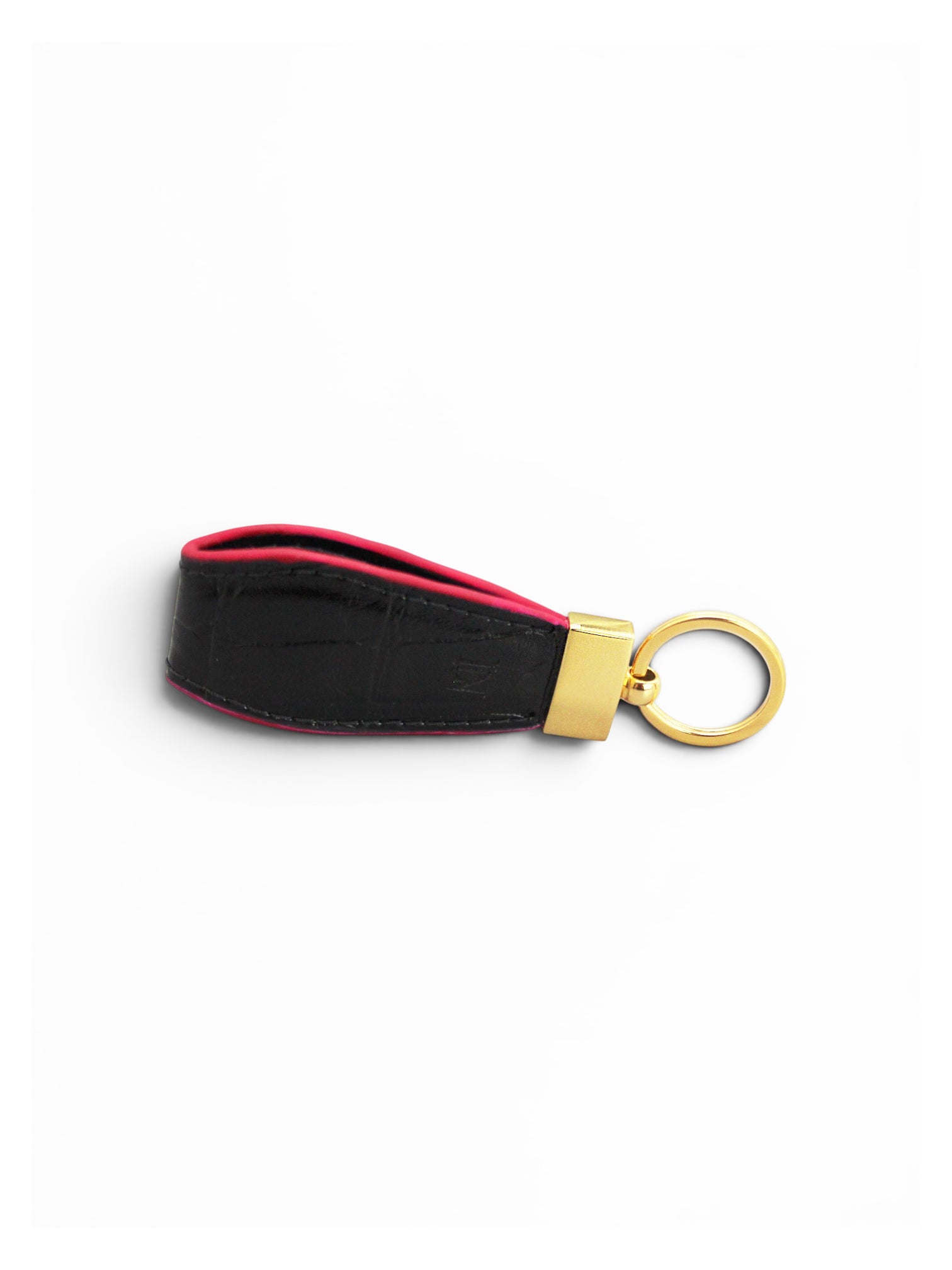 LN Key Ring – Croco Noir / Pink Edge