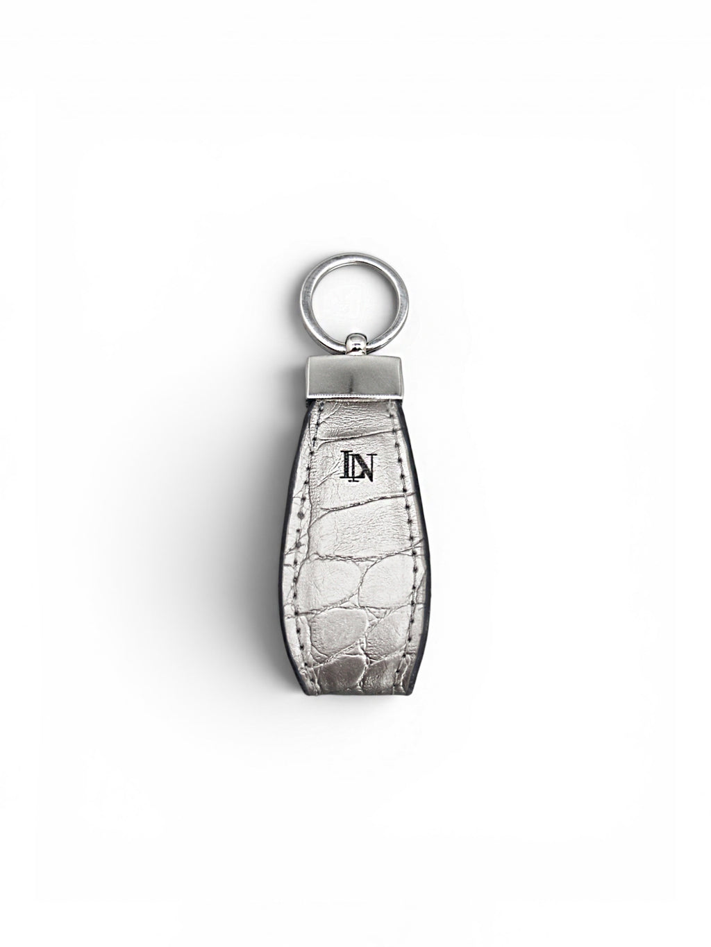 LN Key Ring – Croco Silver / Navy Edge