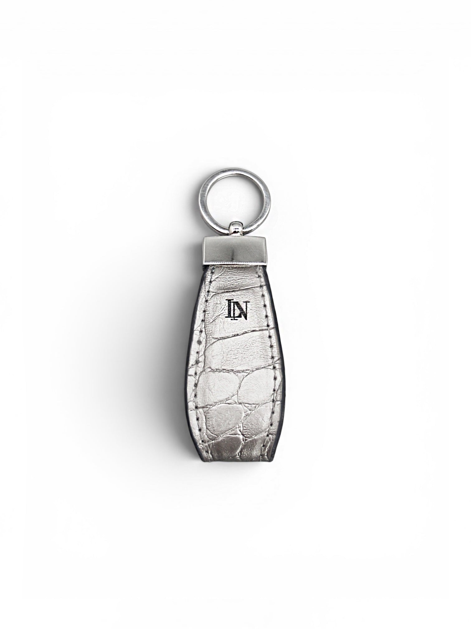LN Key Ring – Croco Silver / Navy Edge