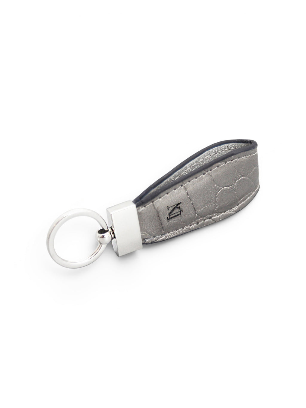 LN Key Ring – Croco Silver / Navy Edge