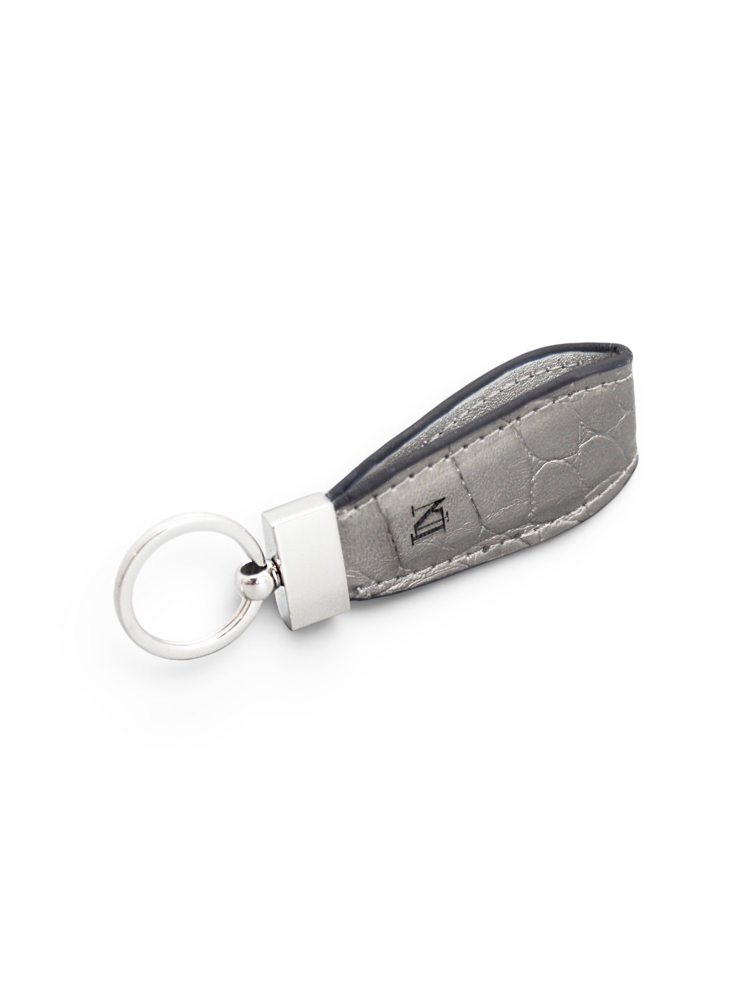 LN Key Ring – Croco Silver / Navy Edge