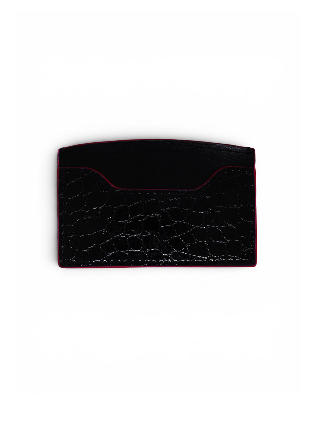 LN Cardholder – Croco Noir / Pink Edge