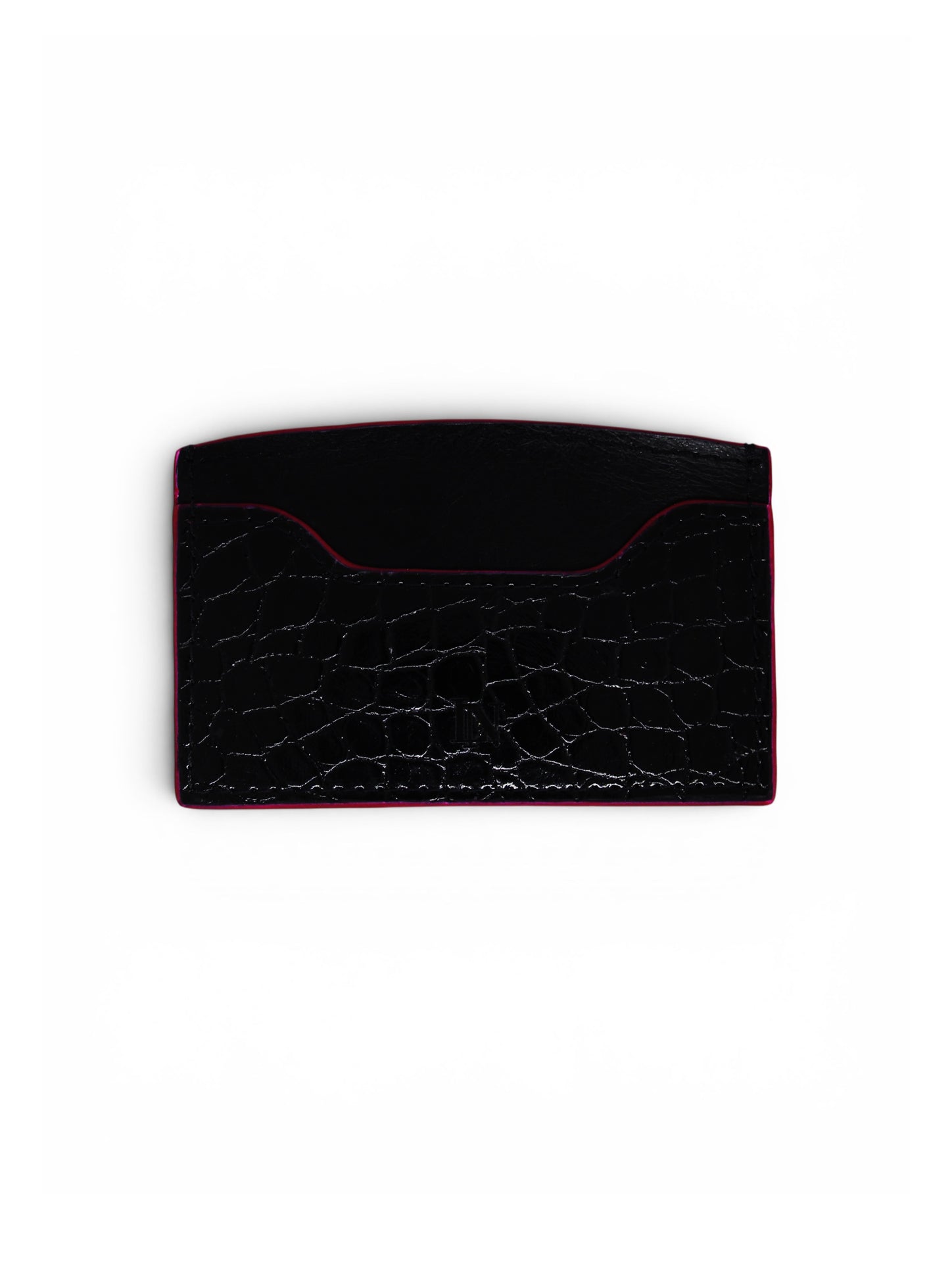 LN Cardholder – Croco Noir / Pink Edge