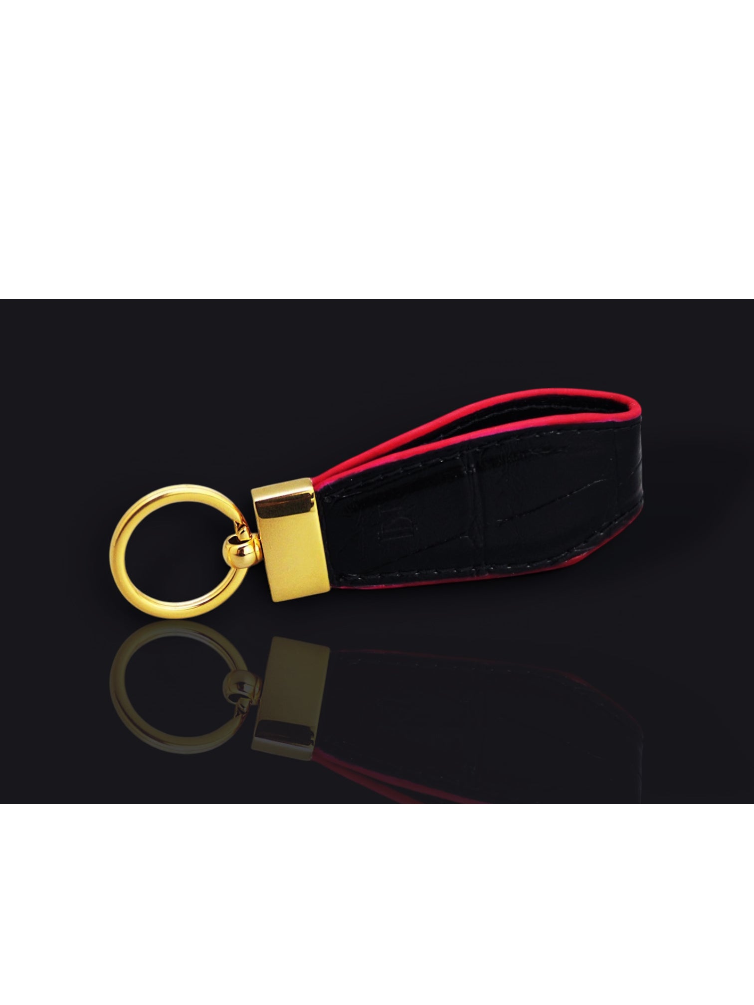 LN Key Ring – Croco Noir / Pink Edge