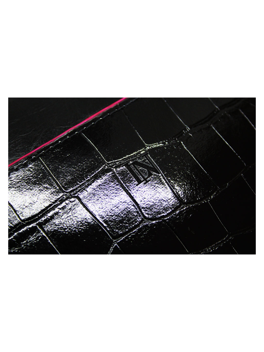 LN Zip Wallet – Croco Noir / Pink Edge