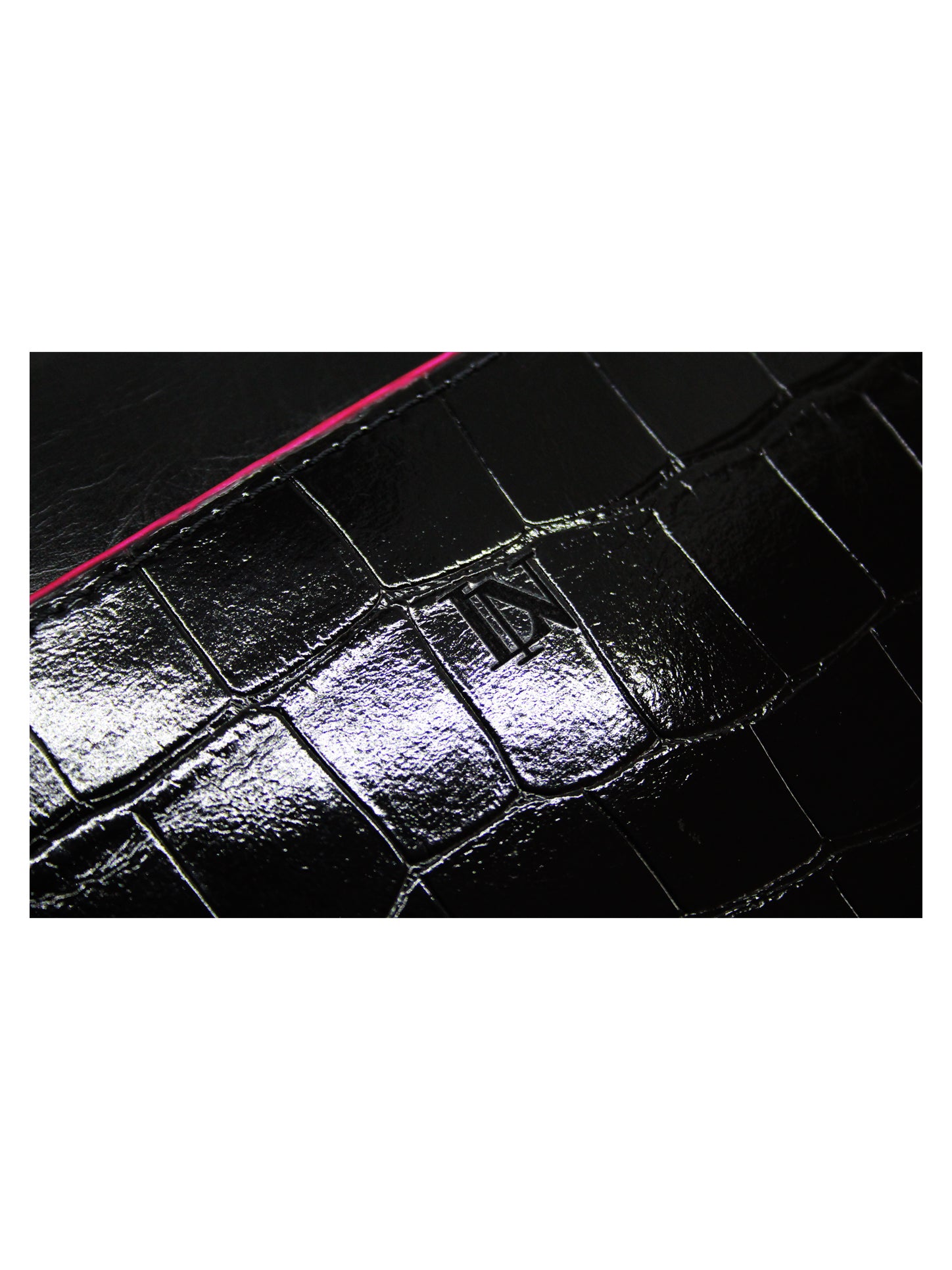 LN Zip Wallet – Croco Noir / Pink Edge