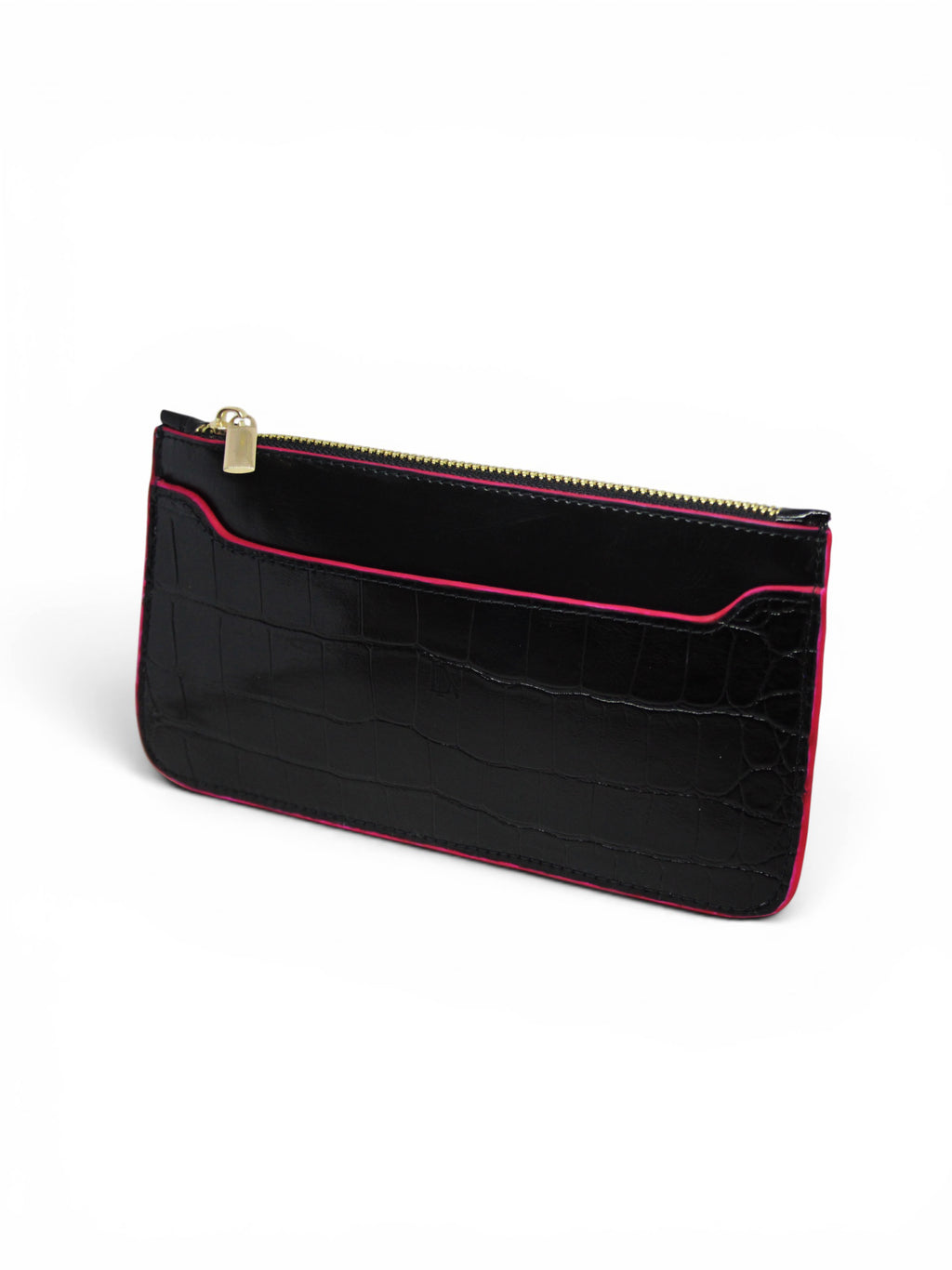 LN Zip Wallet – Croco Noir / Pink Edge
