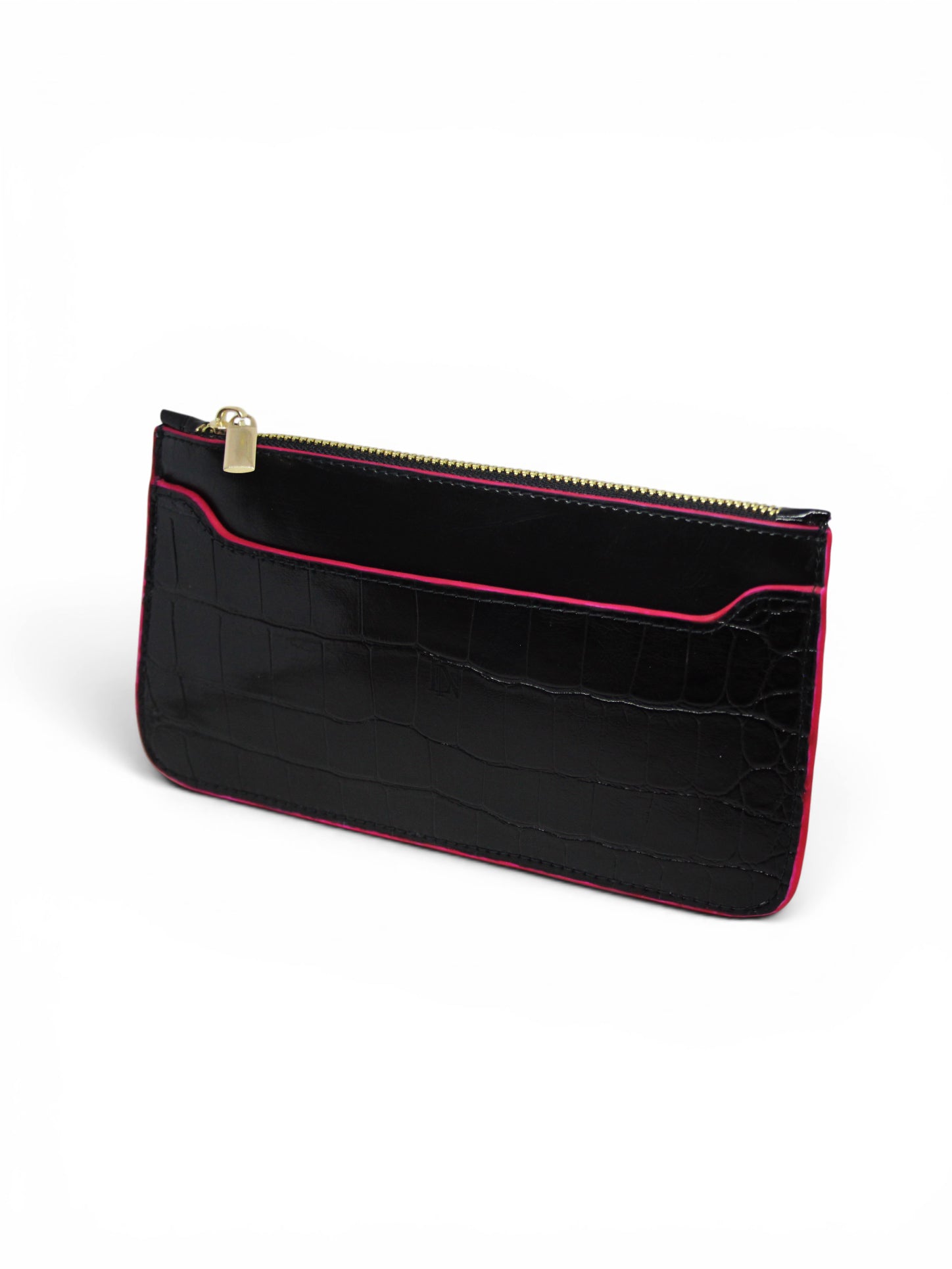 LN Zip Wallet – Croco Noir / Pink Edge