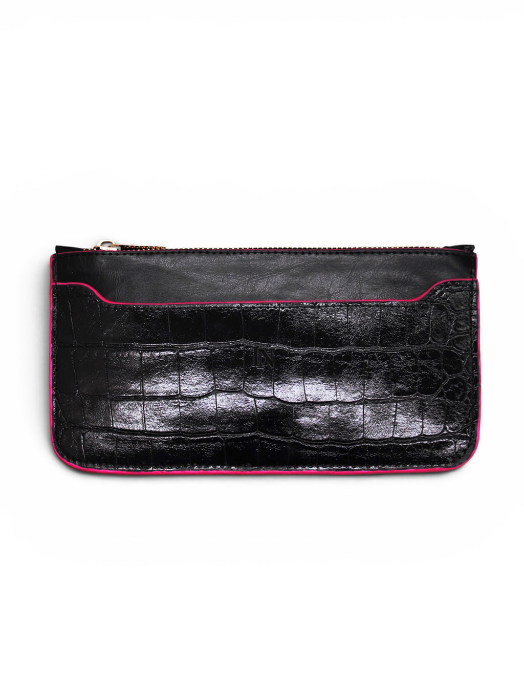 LN Zip Wallet – Croco Noir / Pink Edge