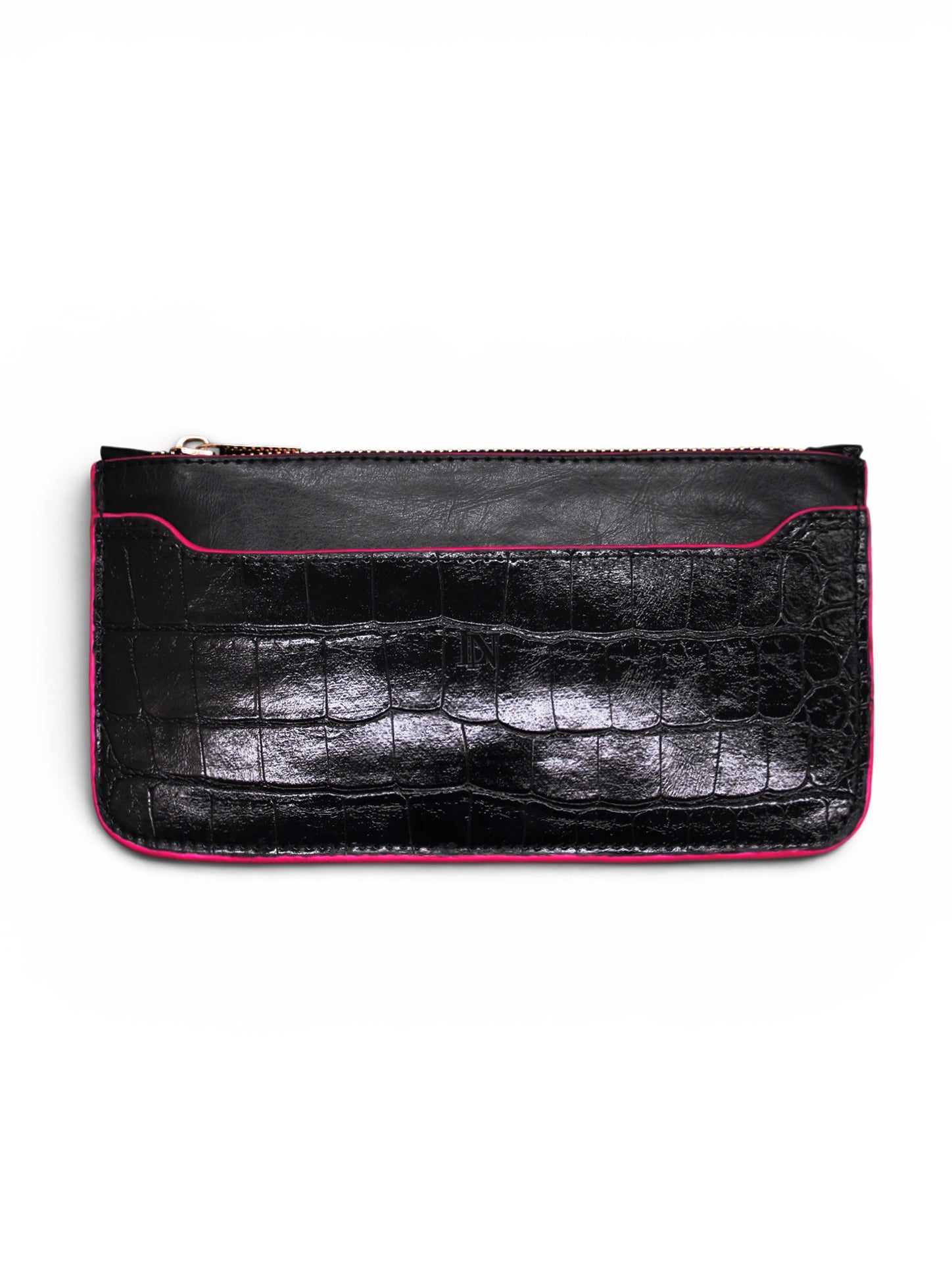 LN Zip Wallet – Croco Noir / Pink Edge
