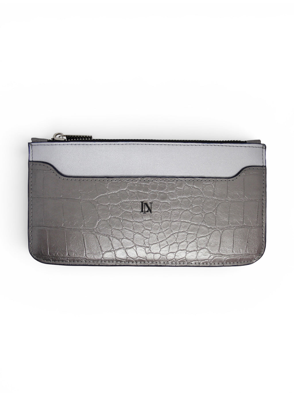 LN Zip Wallet – Croco Silver / Navy Edge
