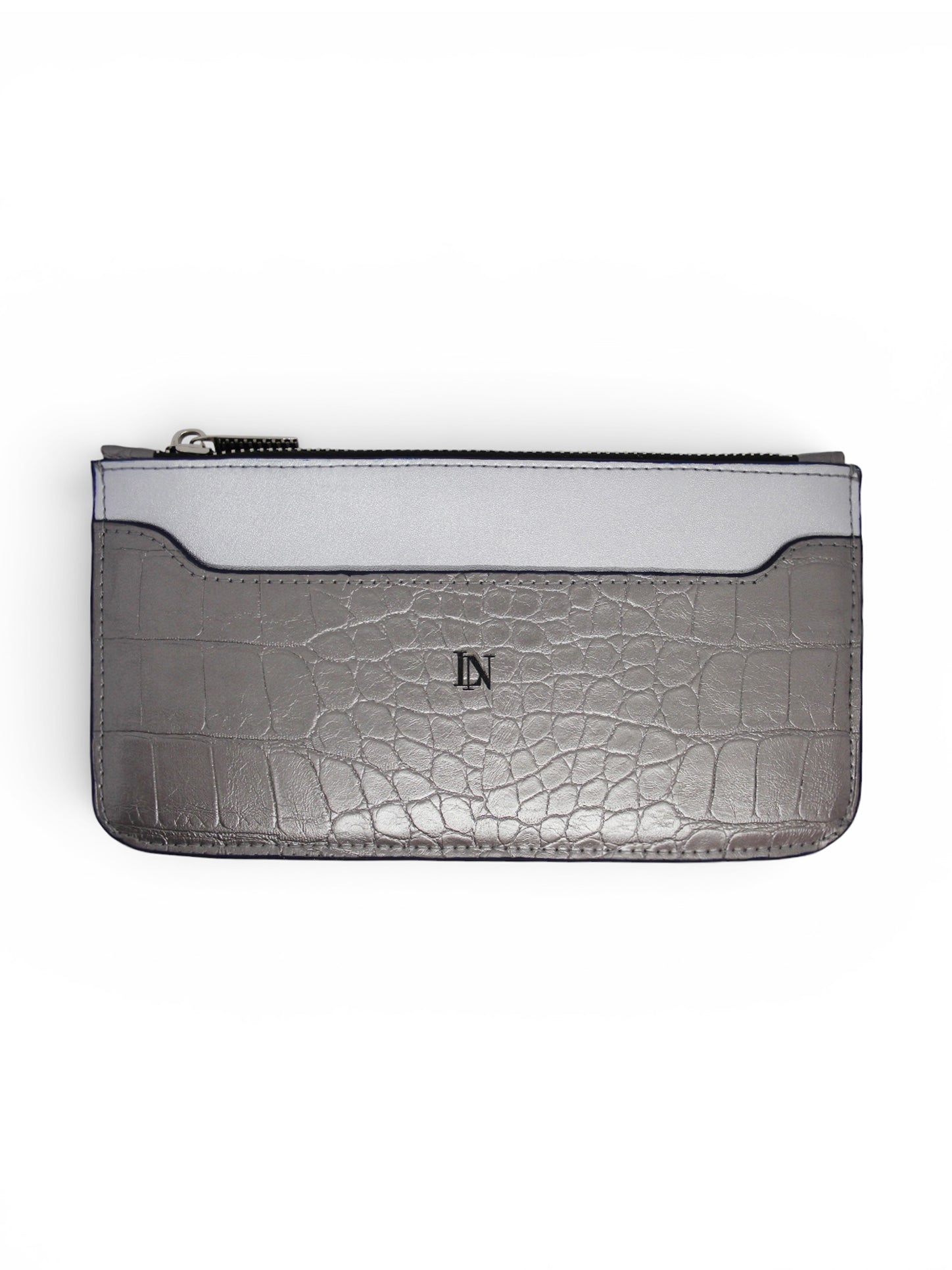 LN Zip Wallet – Croco Silver / Navy Edge